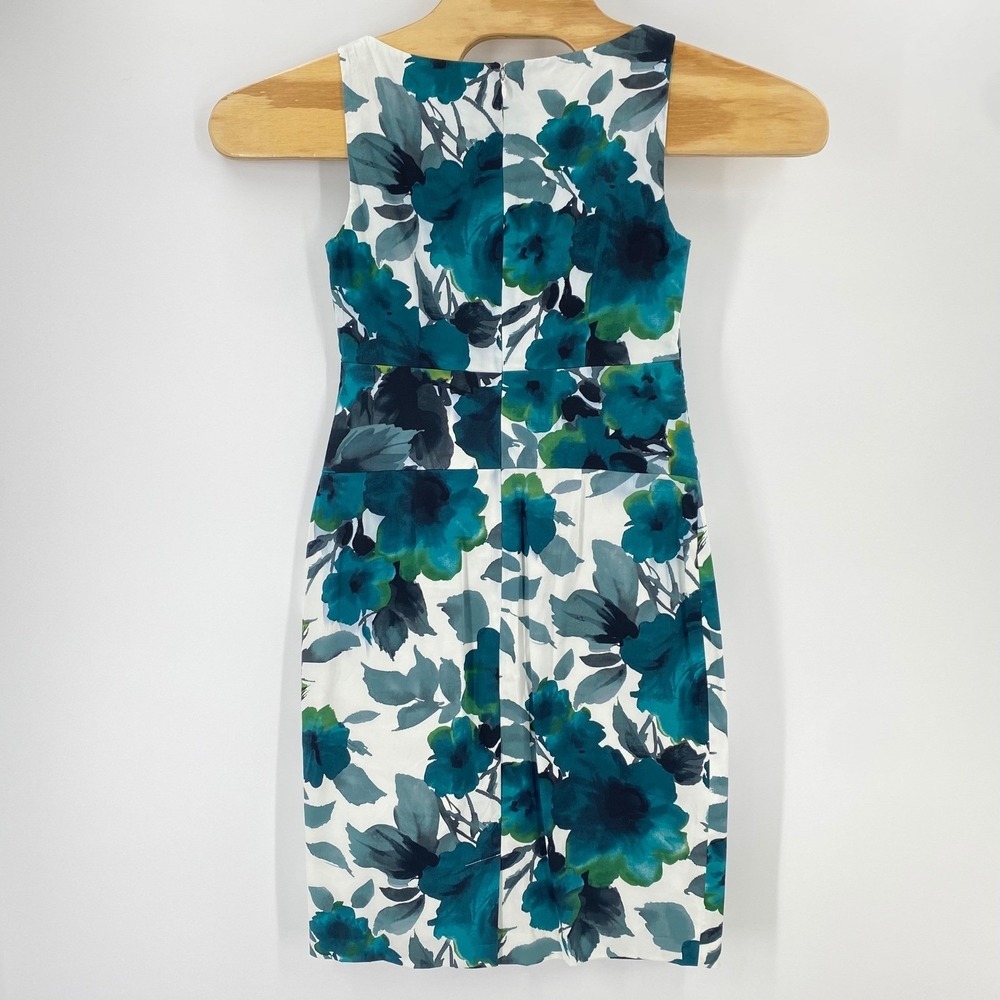 Lauren Ralph Lauren Floral Sheath Dress Teal Green White Sleeveless Size 4 - Picture 5 of 9